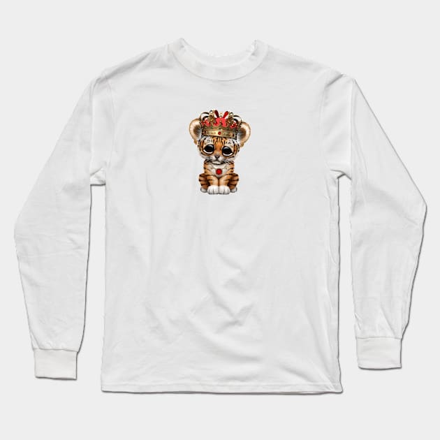 Cute Royal Tiger Wearing Crown Long Sleeve T-Shirt by jeffbartels